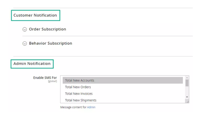 Automatic SMS notification to shoppers and store admin